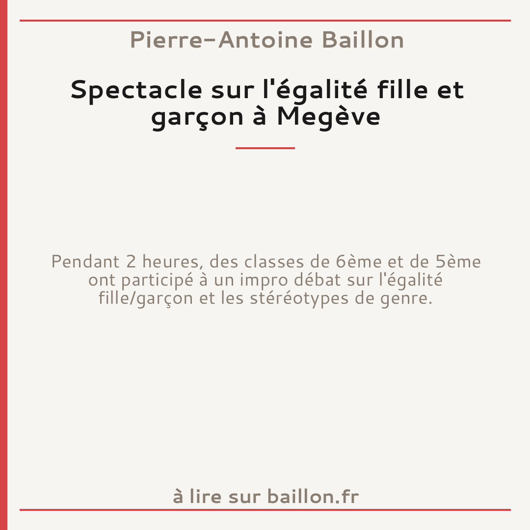 Spectacle sur l'égalité fille et garçon à Megève