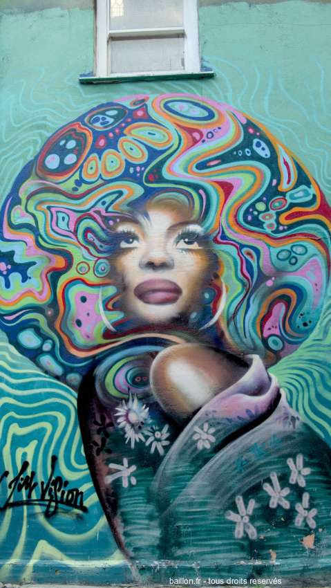 fresqueJim Vision afro-girl à Brick-Lane - Londres